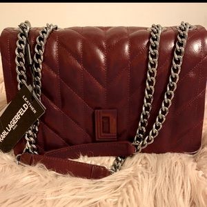 Karl Lagerfeld Leather Burgundy/Wine Crossbody